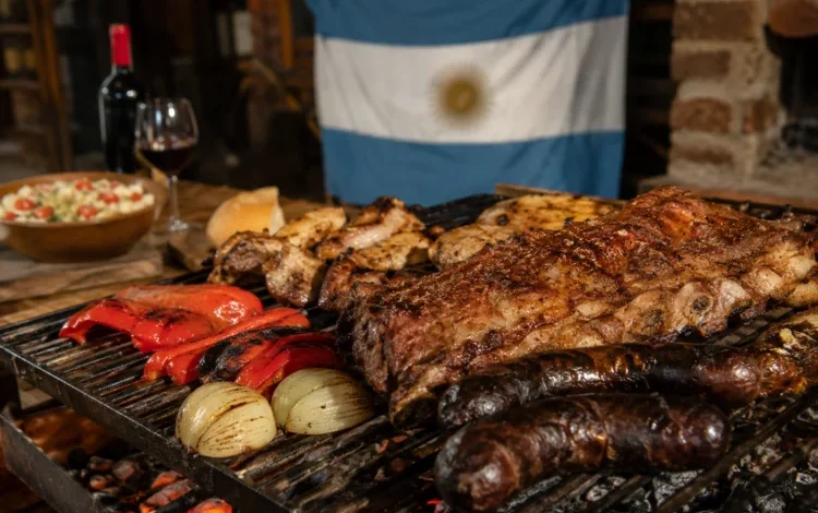 Asado para 10 personas con costilla de novillo, vino, carbón, y postre