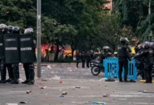 Policía de Córdoba en acción durante un partido de la Selección Argentina