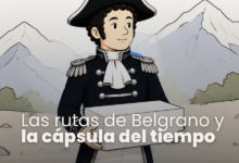 Niños explorando la muestra Las Rutas de Belgrano en el Archivo Histórico de Córdoba