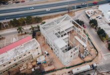 Imagen de la construcción de la nueva sede de la Universidad Provincial de Córdoba en zona sur