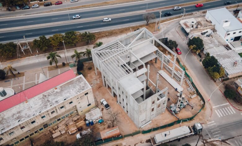 Imagen de la construcción de la nueva sede de la Universidad Provincial de Córdoba en zona sur