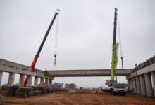Imagen del montaje del tercer puente en la Circunvalación de Río Cuarto