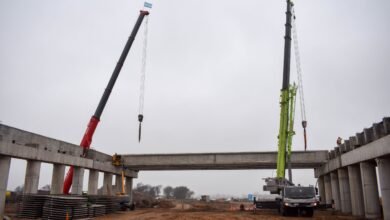 Imagen del montaje del tercer puente en la Circunvalación de Río Cuarto