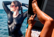 Imagen de una persona usando sombrero y gafas de sol en la playa