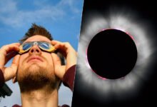 Eclipse solar con gafas de protección
