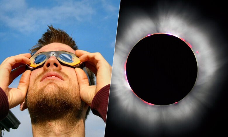 Eclipse solar con gafas de protección
