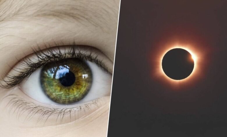 Persona observando un eclipse solar con gafas de protección