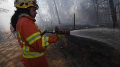 Imagen de un incendio forestal en Córdoba con equipos de emergencia trabajando para controlarlo