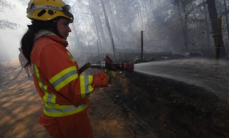 Imagen de un incendio forestal en Córdoba con equipos de emergencia trabajando para controlarlo