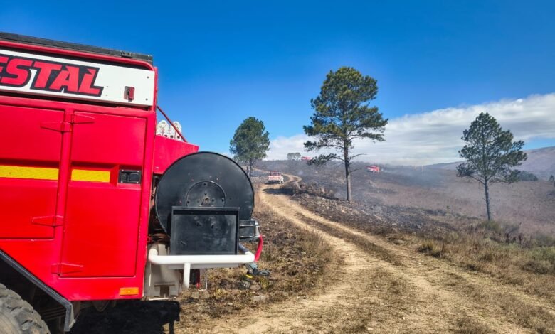 Incendio forestal en Yacanto, bomberos y brigadistas trabajan para controlar el fuego
