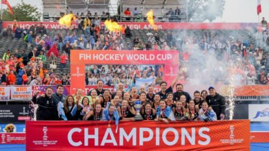 Jugadores cordobeses celebran triunfo en el Mundial de Hockey 2026