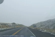 Camino de las Altas Cumbres cubierto de hielo y aguanieve tras la reapertura