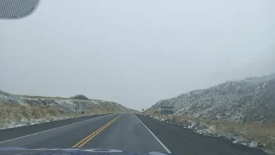 Camino de las Altas Cumbres cubierto de hielo y aguanieve tras la reapertura