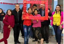 Ministro Horacio Ferreyra y secretario Luis Franchi en visita a la escuela U.N.E.S.C.O. de Guiñazú