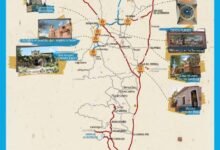 Mapa del Camino de los pintores del norte cordobés, ruta cultural en Ischilín, Tulumba y Río Seco