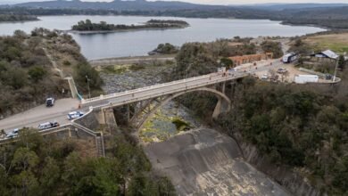 Puente sobre el vertedero del Embalse Río Tercero antes de los trabajos de refuerzo