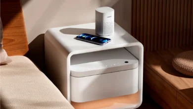 Mesita de noche Xiaomi con diseño moderno y cargadores integrados