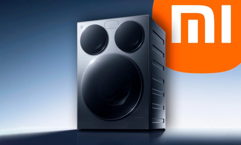 Lavadora triple Xiaomi en uso en un cuarto de lavado