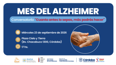 Conversatorio diagnóstico temprano Alzheimer en Plaza Cielo y Tierra, Córdoba