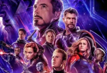 Escena de la película Avengers Endgame: Encore con los héroes reunidos en la sala de cine