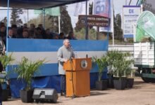 Sergio Busso en la Expo Rural de Río Cuarto anunciando la cosecha récord de Córdoba