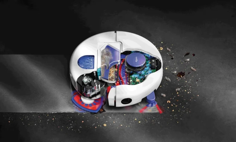 Dyson Nurovi R3 Spot+Scrub robot aspirador frotando una alfombra en un salón cordobés