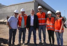 Vista aérea de la nueva circunvalación sudeste con puentes y rotonda en Villa María