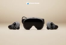Casco VR Steam Frame de Valve con visor y mandos