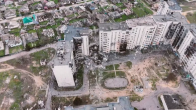 Ayuda humanitaria llegando a la ciudad ucraniana de Oleshky, bajo alto el fuego temporal