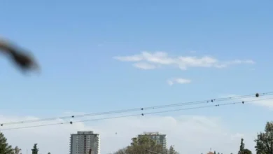 Cielo tormentoso sobre la ciudad de Córdoba con relámpagos y nubes densas