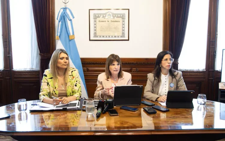 Patricia Bullrich en conferencia de prensa anunciando la reforma de la Ley de Salud Mental