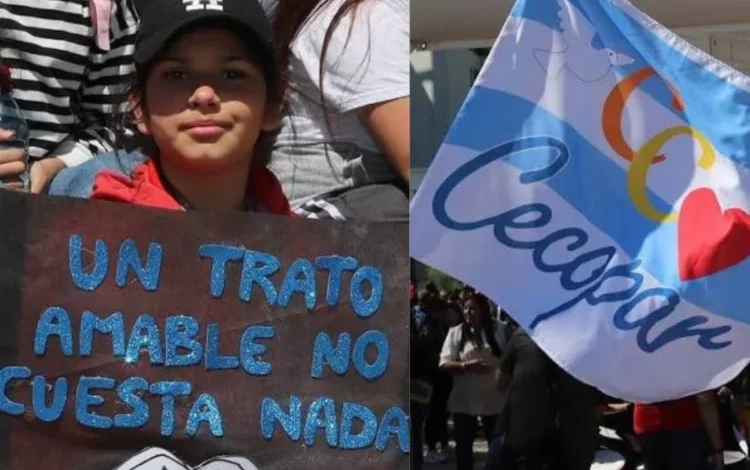 Participantes de la 17ª Caminata por el Buen Trato frente al Concejo Deliberante de Córdoba