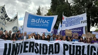 Manifestantes en la Marcha Federal Universitaria en Córdoba, 2024