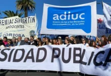 Manifestantes de la quinta marcha universitaria en Córdoba