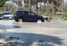 Fotografía del huracán Isaías golpeando la costa de Florida con vientos de 144 km/h