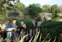 Vista panorámica del Jardín Botánico de Córdoba con sus áreas verdes y visitantes disfrutando de la naturaleza