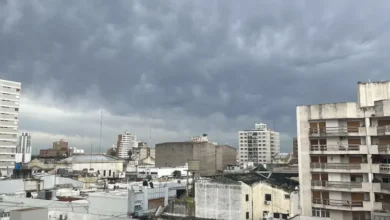 Mapa de la provincia de Córdoba con la ubicación prevista de tormentas para el viernes a las 9 y a las 15 horas