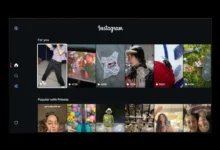 Pantalla de televisión mostrando videos largos de Instagram en la función Features