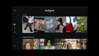 Pantalla de televisión mostrando videos largos de Instagram en la función Features